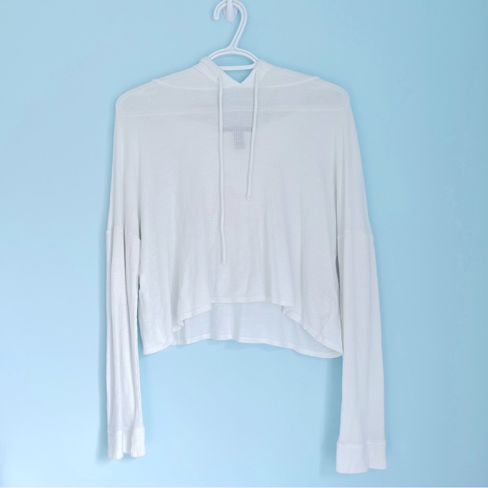 Forever 21 White Sheer Cropped Hoodie (Adult S)